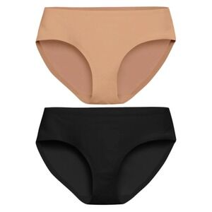 NWT EBY Women's XL Brief Panty 2-Pack Black Sunkissed Nude Seamless Underwear